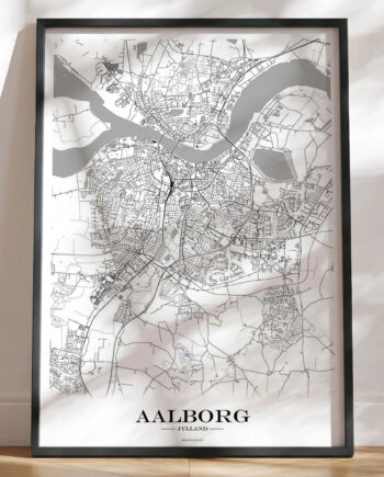 Byplakat Med Bykort Aalborg Hvid Baggrund