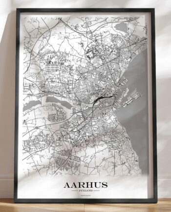 Byplakat Med Kort Over Aarhus Hvid Baggrund