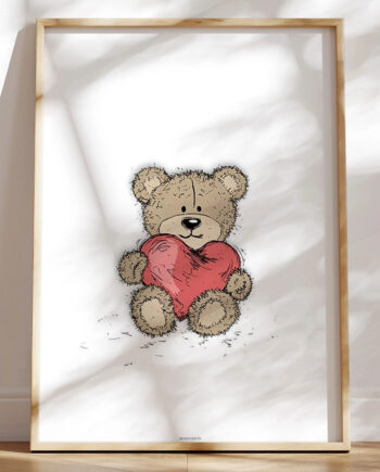 Casual Lines Bamse Med Hjerte Plakat
