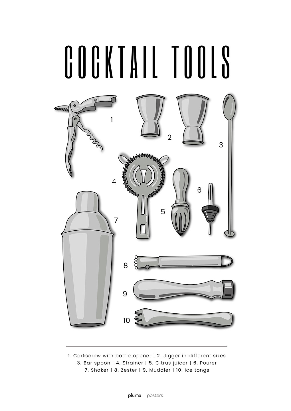 Cocktail Tools Af Pluma Posters