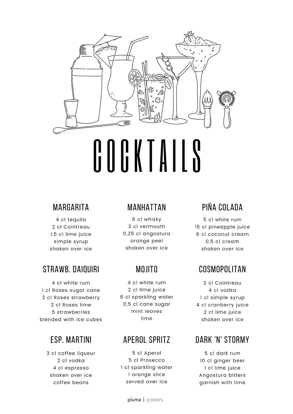 Cocktails Af Pluma Posters