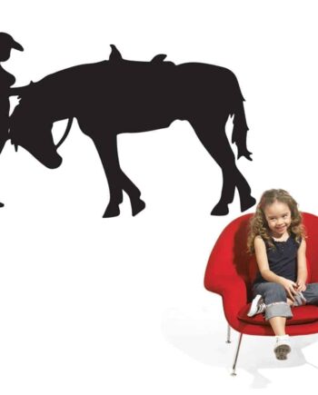 Cowboypige Med Sin Hest Wallsticker