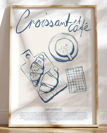 Croissant Et Café Hyggelig Madplakat Med Fransk Morgenbord