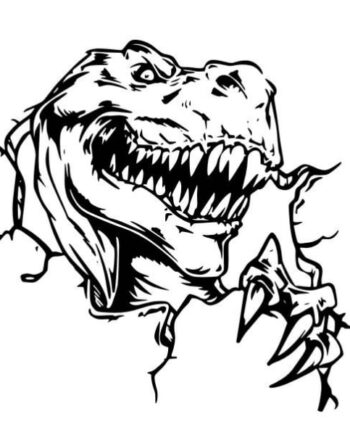 Dinosaurus Wallsticker   -rex Bryder Igennem  57x56cm