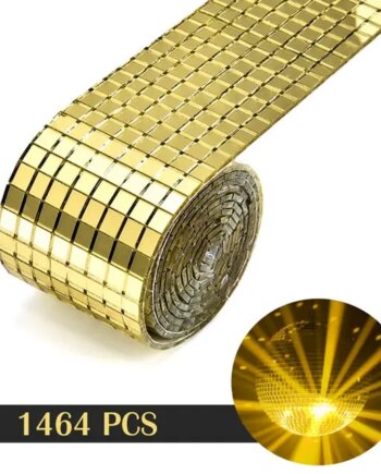 Diy Spejlvæg  Selvklæbende Mini-mosaikfliser   ægte Glas  Mål: 4x100cm  Gold