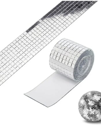 Diy Spejlvæg  Selvklæbende Mini-mosaikfliser   ægte Glas  Mål: 4x100cm  Silver