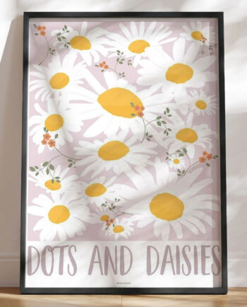 Dots And Daisies Skøn Grafisk Plakat Med Blomster