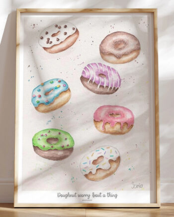 Doughnut Plakat Håndmalet Akvarel