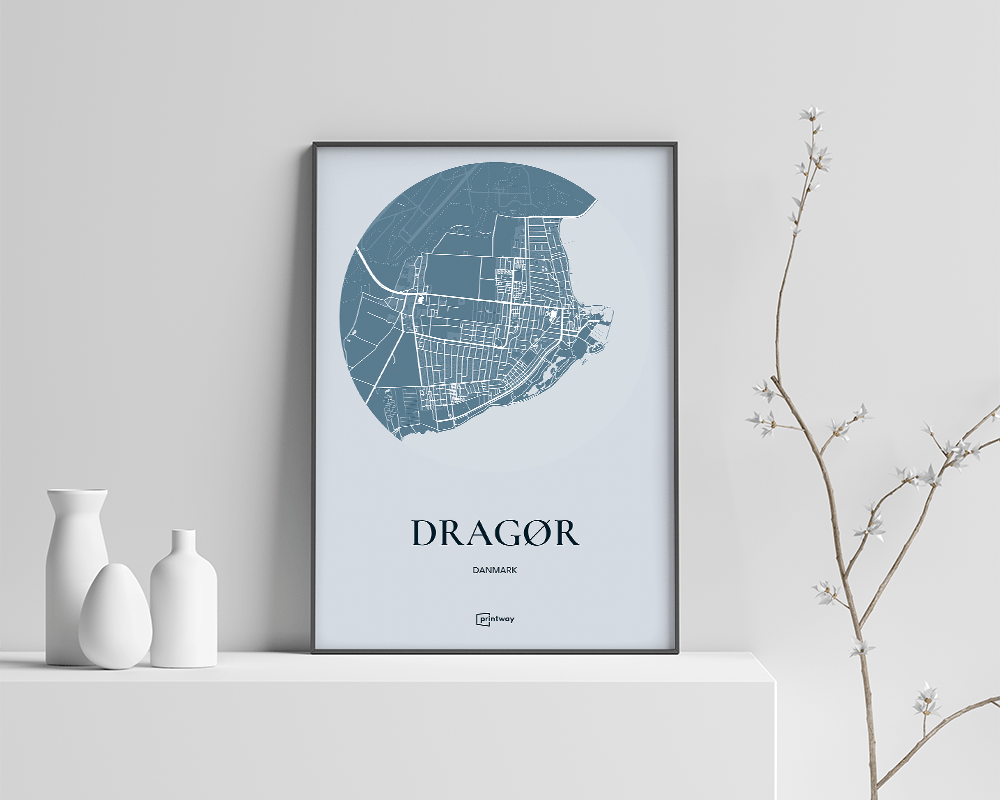 Dragør Plakaten Rundt Kort Havblå 30 42 Cm  A3