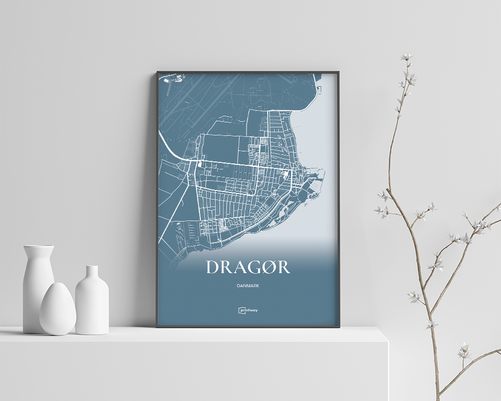 Dragør Plakaten Fuldt Kort Havblå 21 30 Cm  A4