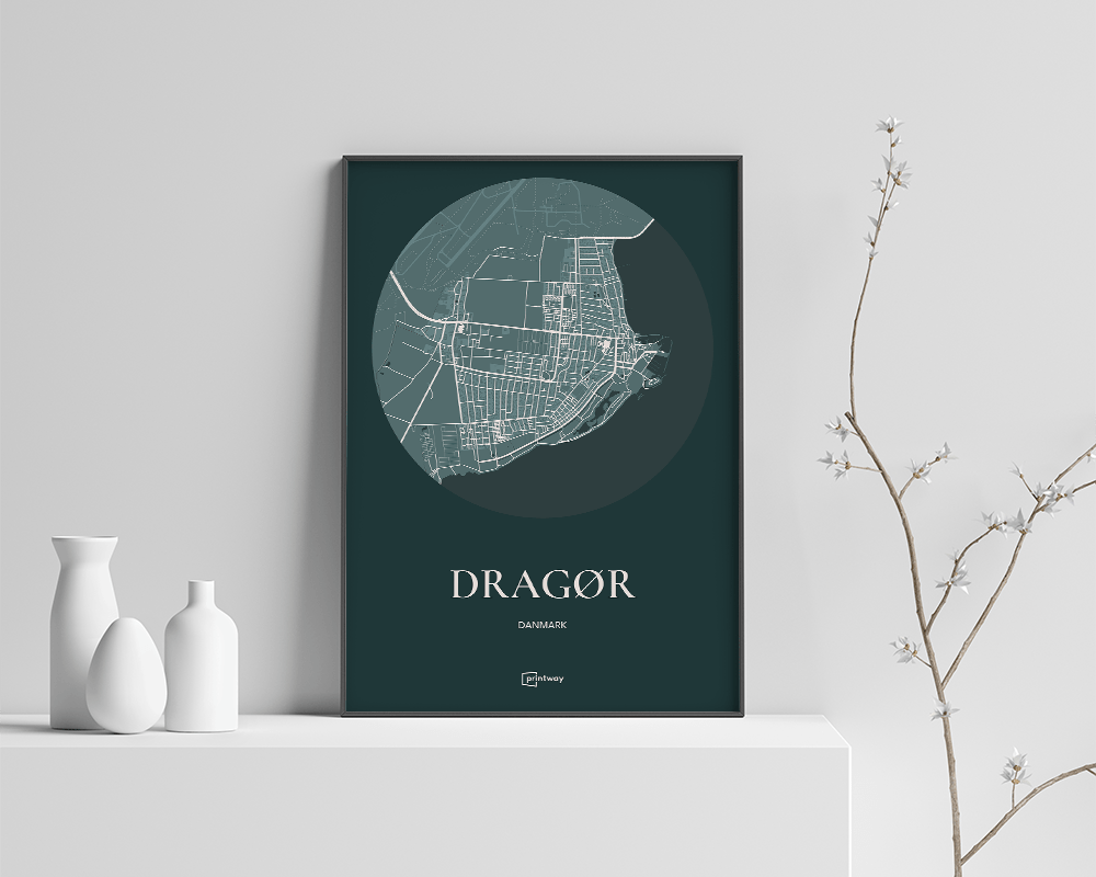 Dragør Plakaten Rundt Kort Skovgrøn 21 30 Cm  A4