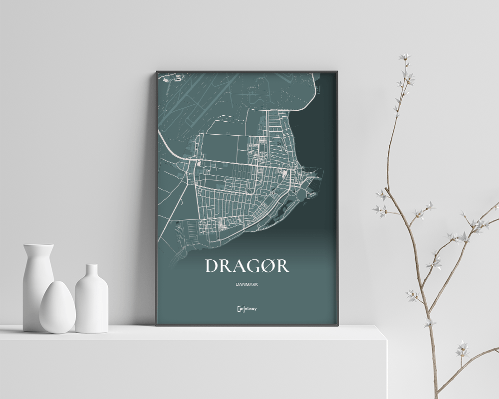 Dragør Plakaten Fuldt Kort Skovgrøn 30 42 Cm  A3