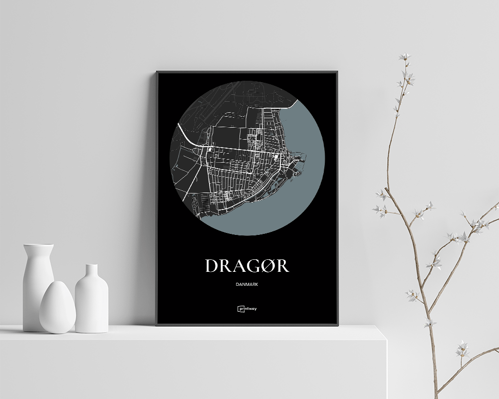 Dragør Plakaten Rundt Kort Sort 30 42 Cm  A3