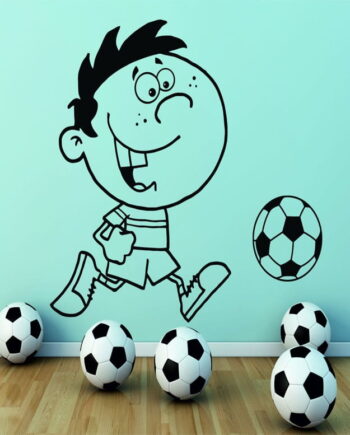 Dreng Spiller Fodbold Wallsticker