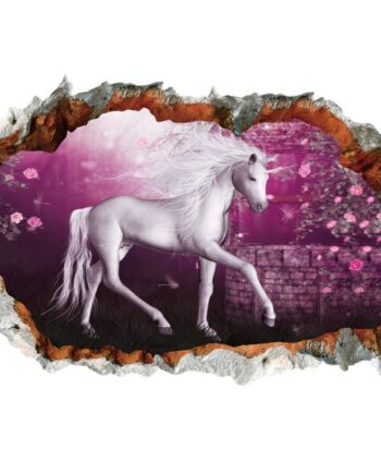 Enhjørning Wallsticker  Enhjørning Omgivet Af Lyserøde Roser