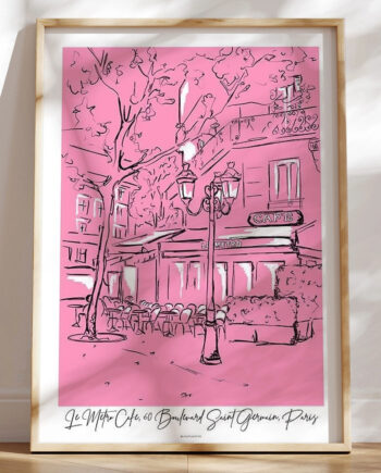 Farverig Plakat Le Metro Cafe   Paris