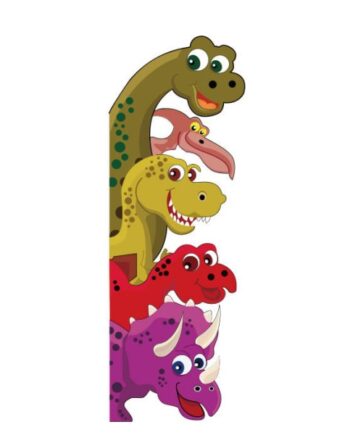 Farverig Wallsticker Med Søde Dinosaurer  Der Kigger Frem