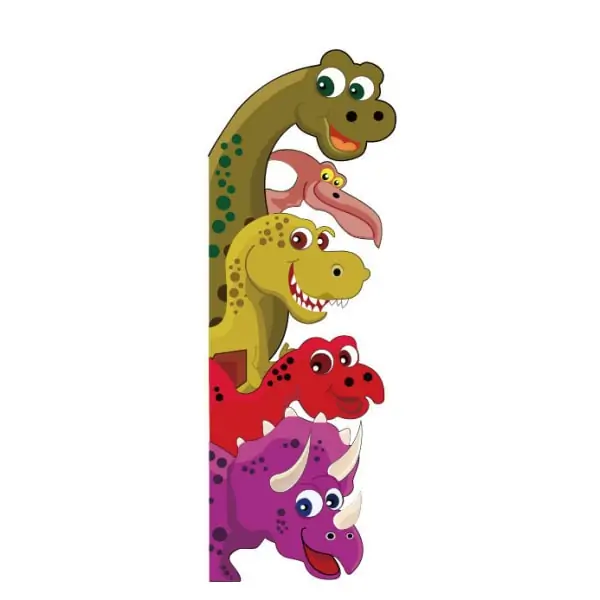 Farverig Wallsticker Med Søde Dinosaurer Der Kigger Frem