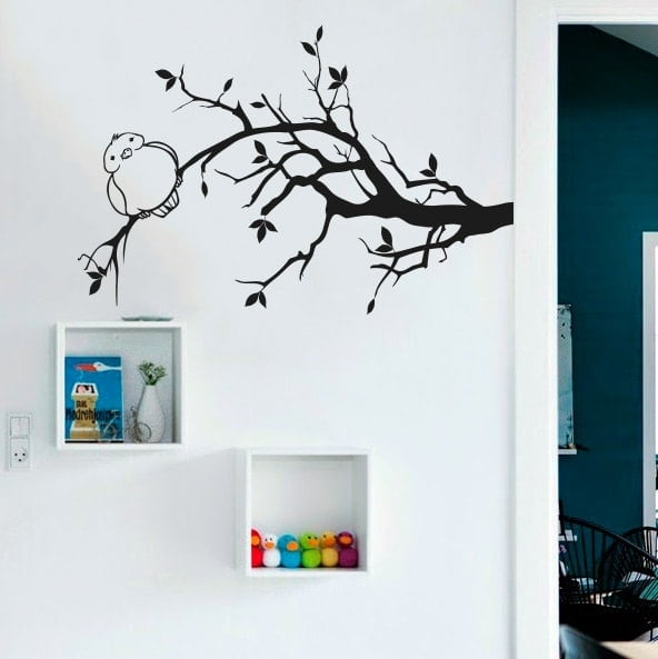 Fed Fugl På Gren Wallsticker