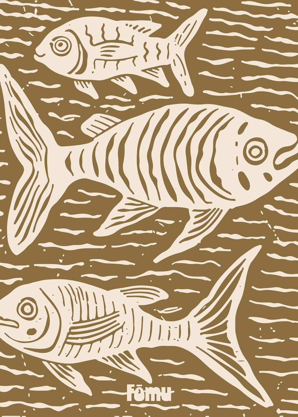Fishes Lino   Af Få Mu Illustrations