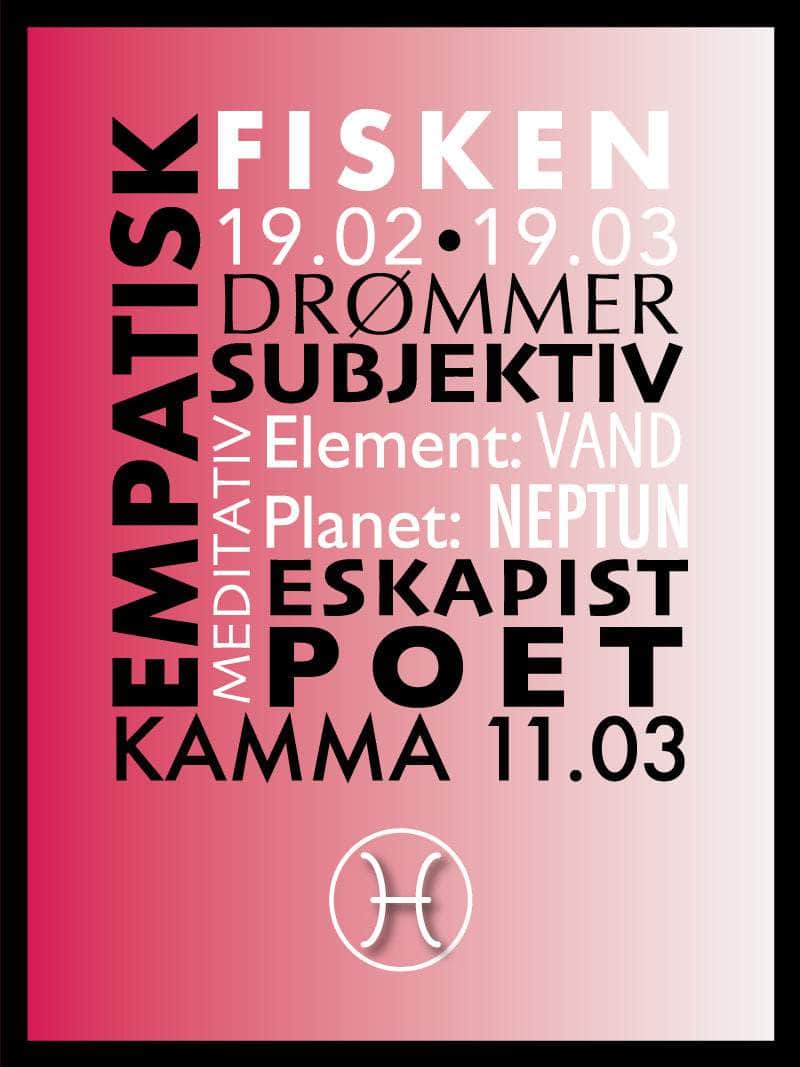 Fisken Stjernetegn Med Tekst Plakat