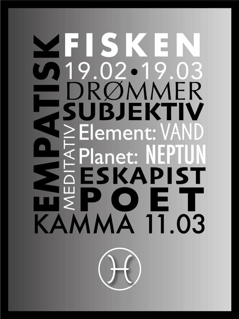 Fisken Stjernetegn Med Tekst Plakat