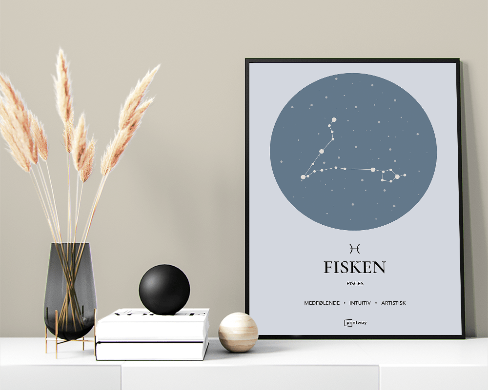 Fisken Stjernetegn Plakat Havblå 70 100 Cm  B1