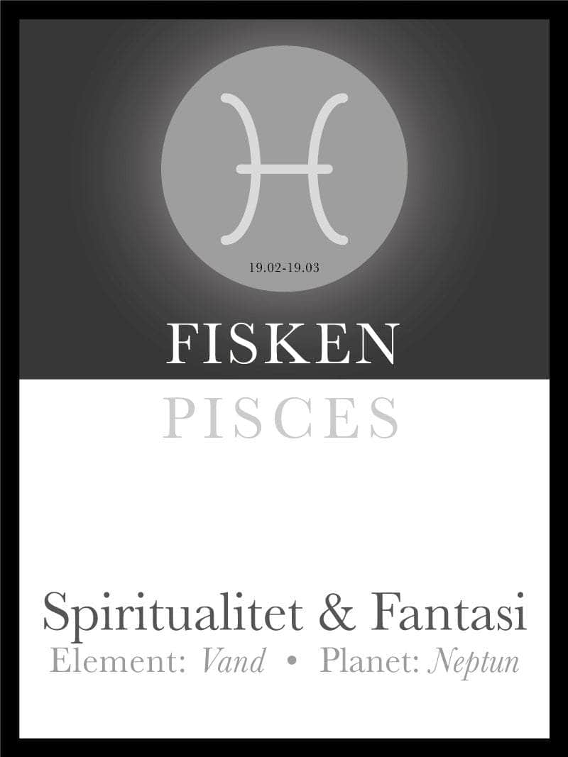 Fisken Stjernetegn Tekst Plakat