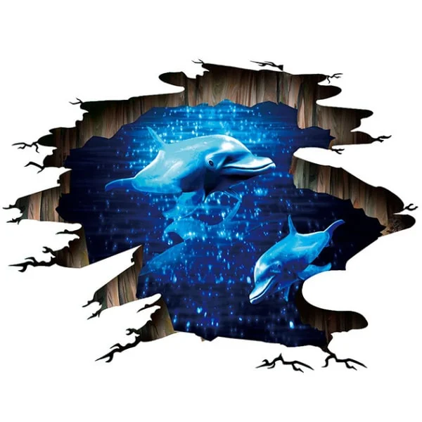 Flot Delfin Wallsticker Floorsticker Til Væg Eller Gulv