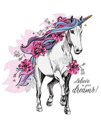 Flot Enhjørning Wallsticker  Believe In Your Dreams  48x60cm