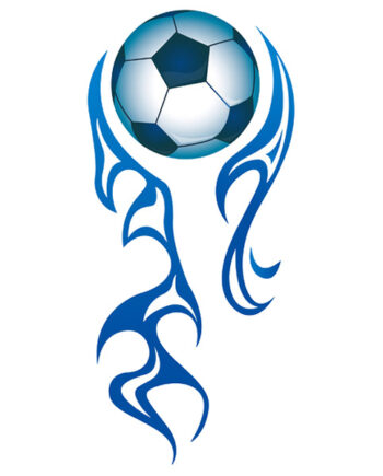 Flot Fodbold Wallsticker  Flyvende Fodbold   Flammer  95x43cm