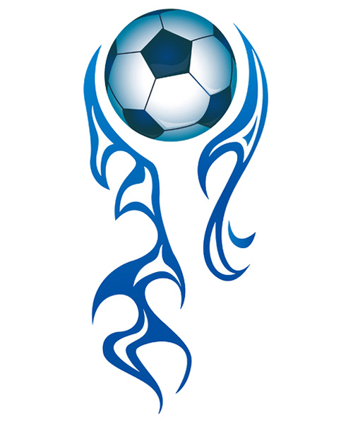 Flot Fodbold Wallsticker Flyvende Fodbold Flammer 95x43cm