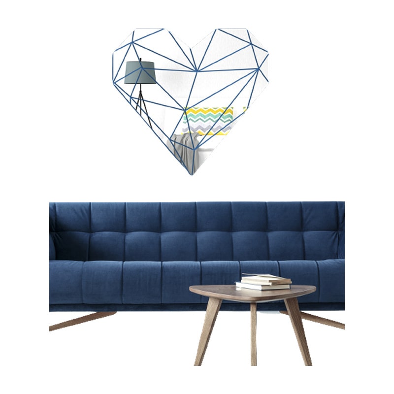 Flot Hjertespejl Wallsticker Selvklæbende Akryl Spejl Klistermærker Et Hjerte Af 27 Små Spejle