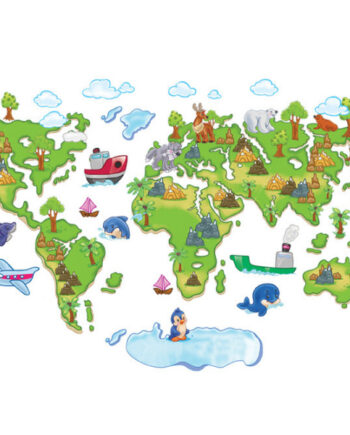 Flot Og Lærerig Wallsticker  Verdenskort Med Flotte Animationer