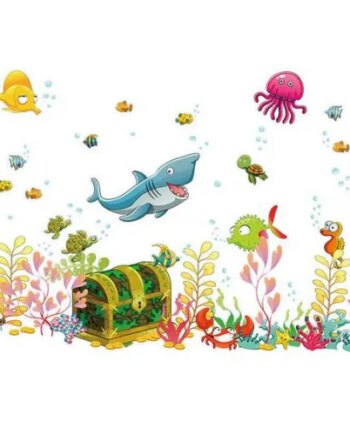 Flot Og Sød Wallsticker Med En Skattekiste På Bunden Af Havet