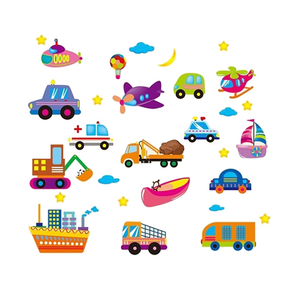 Flot Wallsticker Med Alverdens Transportmidler Nr