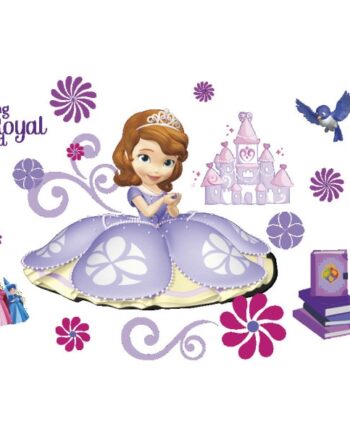 Flot Wallsticker Med En Prinsesse  Feer  Slot  Fugl  Blomster Mm