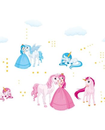 Flot Wallsticker Med Enhjørninger Og Prinsesser