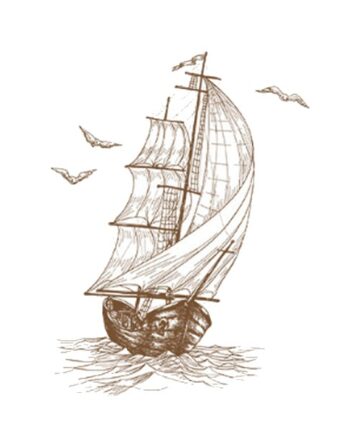Flot Wallsticker Med Et Gammelt Sejlskib  58x43cm