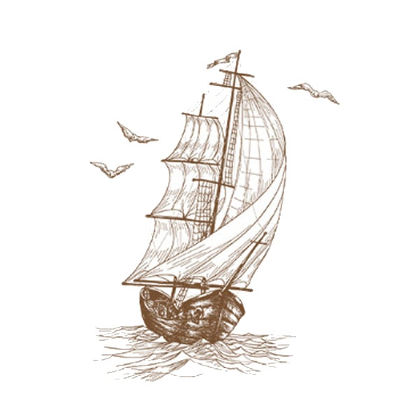 Flot Wallsticker Med Et Gammelt Sejlskib 58x43cm