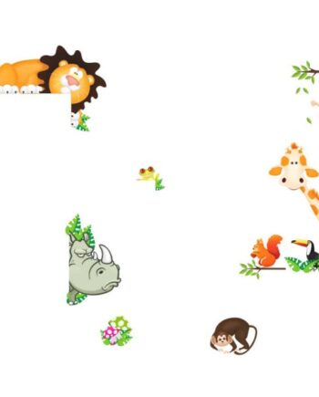 Flot Wallsticker Med Vilde Dyr Til Din Indretning  Løve  Giraf  Abe Mm