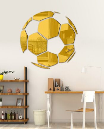 Fodbold Spejl  Selvklæbende Akryl Spejl Klistermærker  3d Design  Gold  30cm