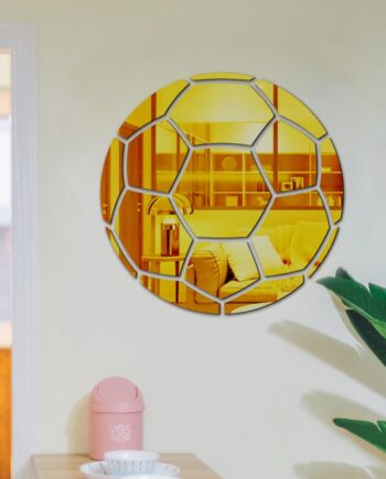 Fodbold Spejl  Selvklæbende Akryl Spejl Klistermærker  Klassisk Design  Gold  30cm