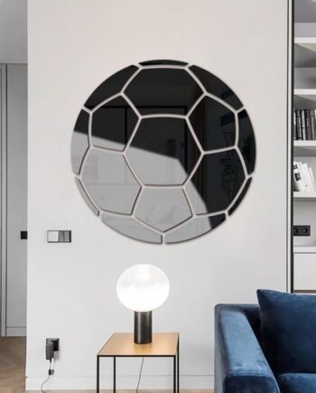 Fodbold Spejl  Selvklæbende Akryl Spejl Klistermærker  Klassisk Design  Sort  30cm