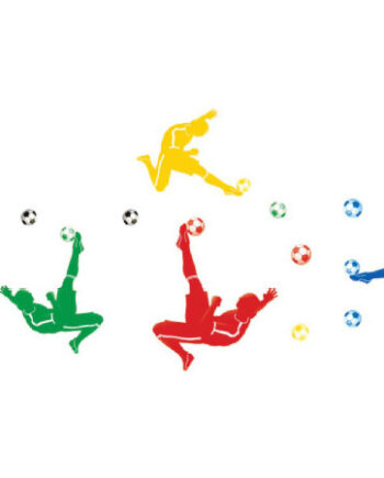 Fodbold Wallsticker  Saksespark   Flotte Farver  90x60cm