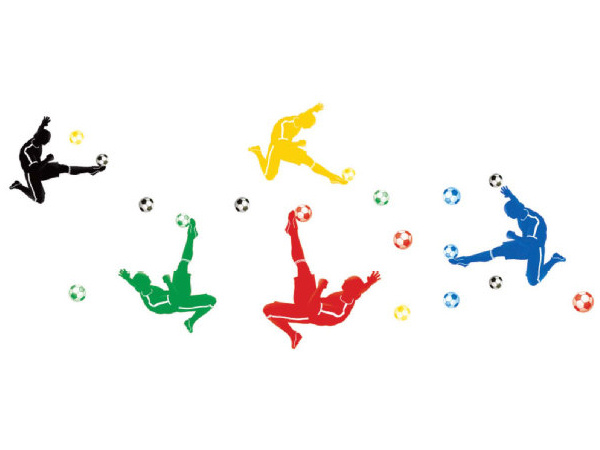 Fodbold Wallsticker Saksespark Flotte Farver 90x60cm