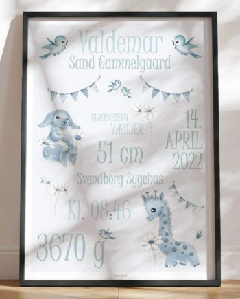Fødselstavle Med Dyr Til Dreng