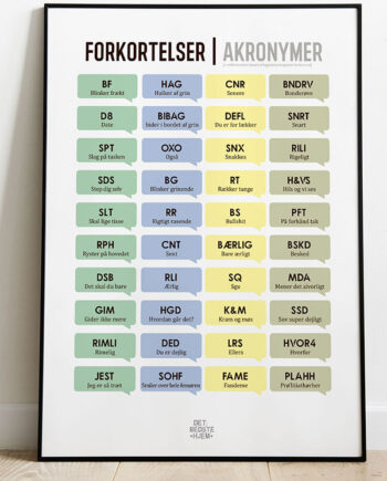 Forkortelser-plakat  Dansk  21   29    A4  Kr  199 -