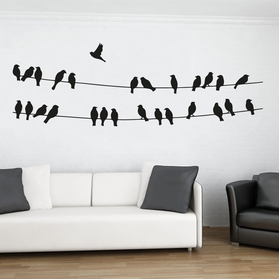 Fugle På Elkabel Wallsticker