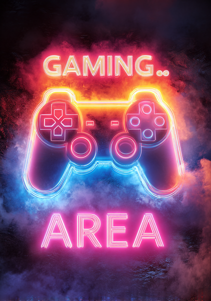 Gamer Plakat 493  Gaming Area Neon